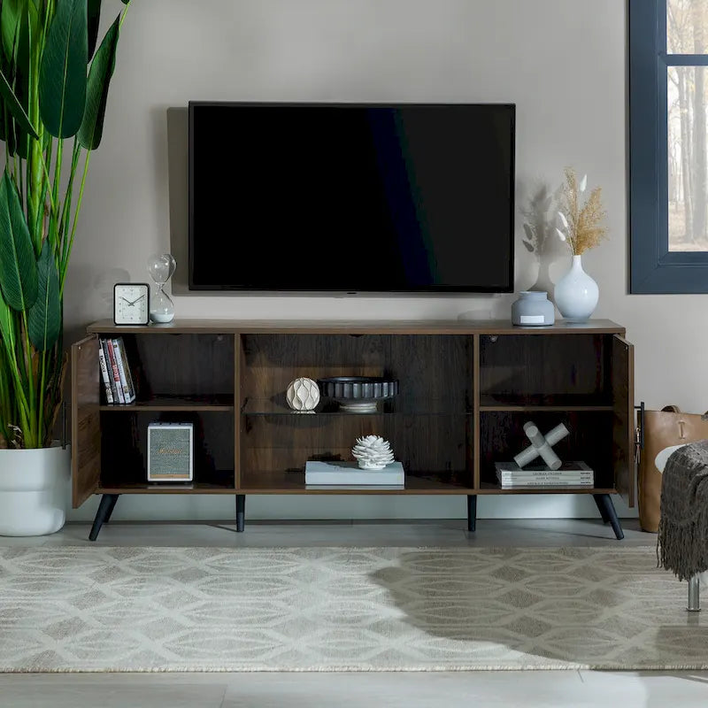 Meuble TV double porte de style médiéval et moderne