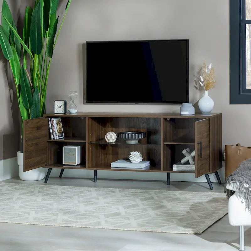Meuble TV double porte de style médiéval et moderne