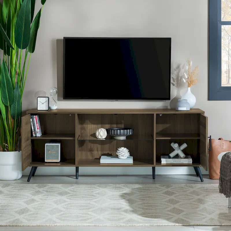 Meuble TV double porte de style médiéval et moderne