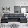 Canapé d'angle modulable en U convertible 6 places contemporain en tissu