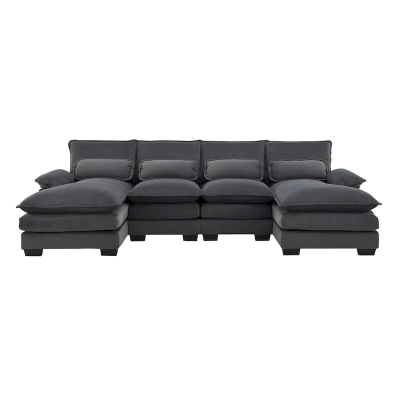 Canapé d'angle modulable en U convertible 6 places contemporain en tissu