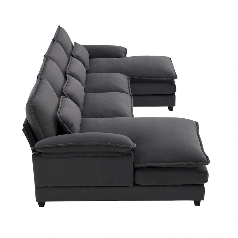 Canapé d'angle modulable en U convertible 6 places contemporain en tissu