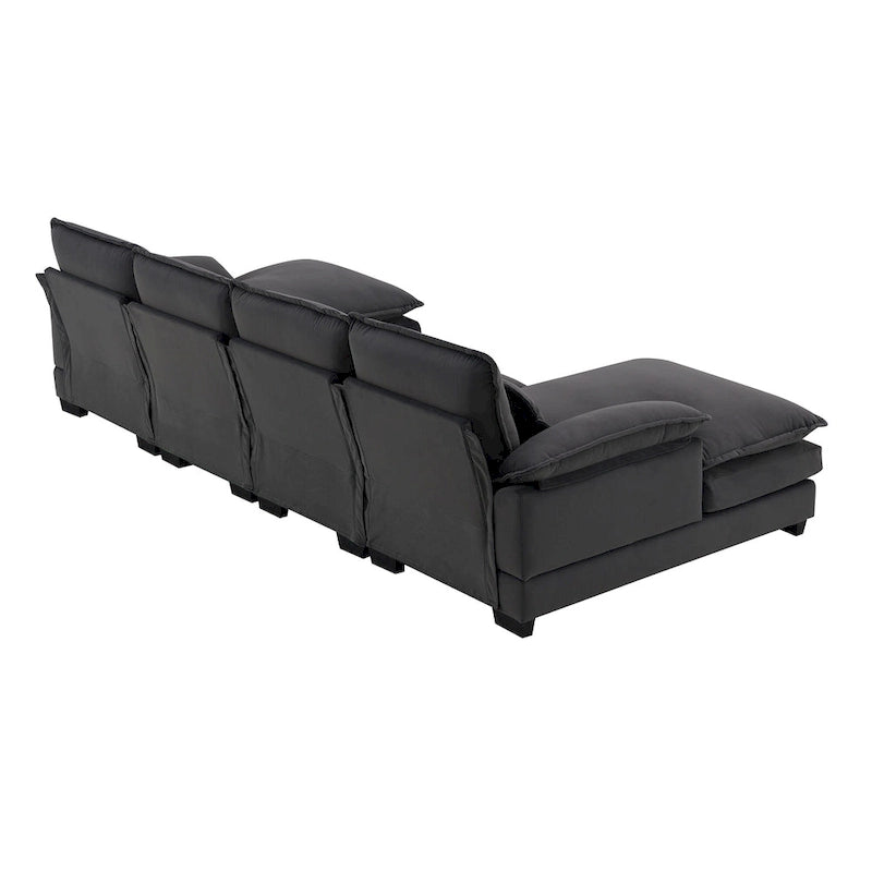 Canapé d'angle modulable en U convertible 6 places contemporain en tissu
