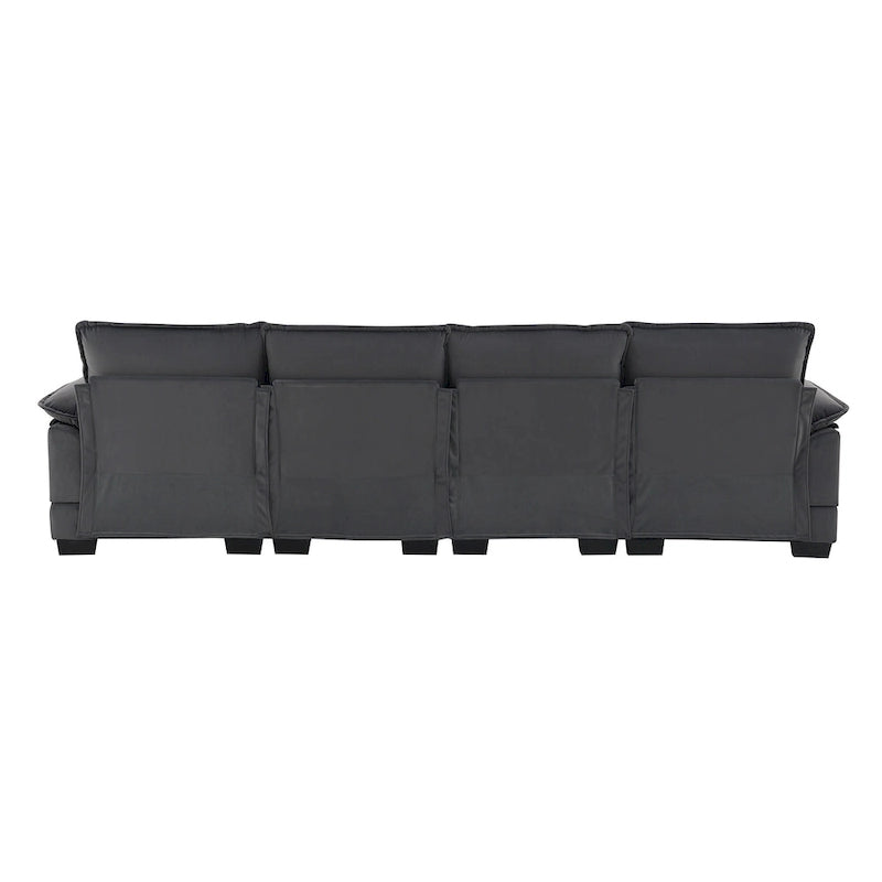 Canapé d'angle modulable en U convertible 6 places contemporain en tissu