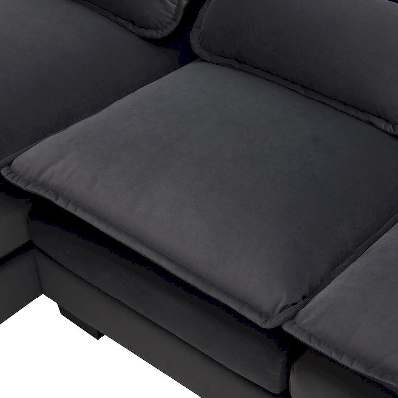 Canapé d'angle modulable en U convertible 6 places contemporain en tissu