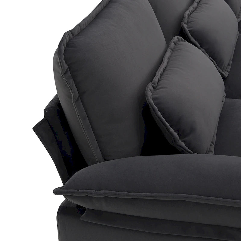 Canapé d'angle modulable en U convertible 6 places contemporain en tissu