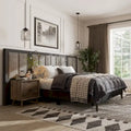Furniture of America Modern Dark Brown Extended Wall Panel Bed with Reading Lights