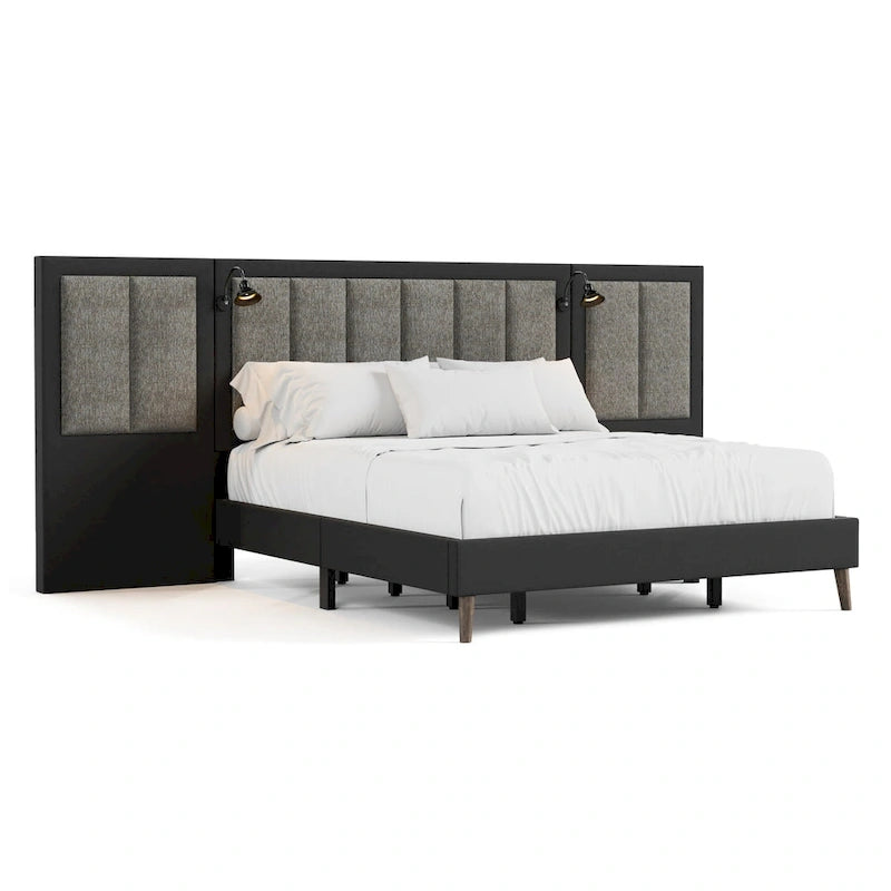 Lit mural escamotable marron foncé moderne