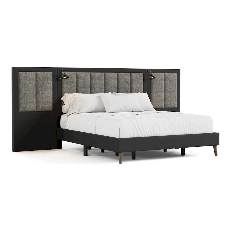 Lit mural escamotable marron foncé moderne
