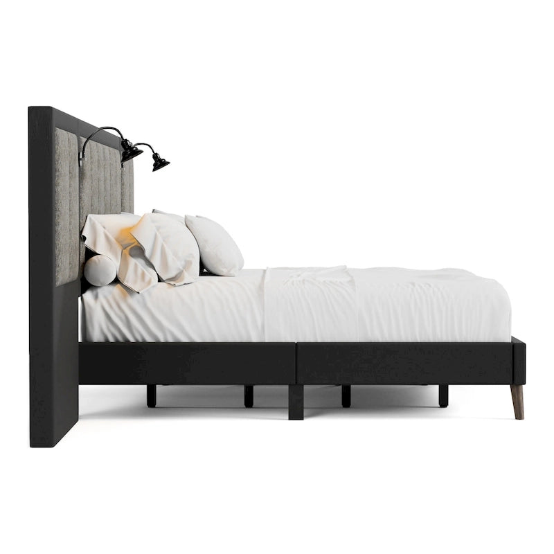 Lit mural escamotable marron foncé moderne