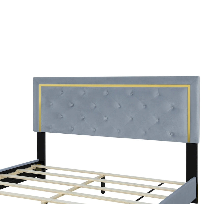 Lit plateforme rembourré Queen size
