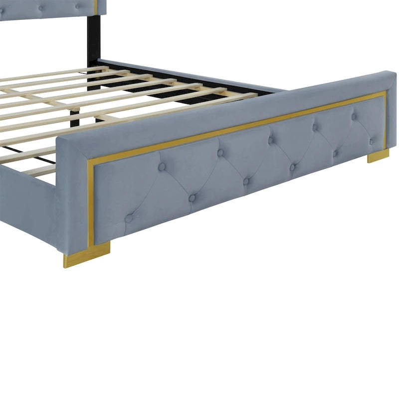 Lit plateforme rembourré Queen size