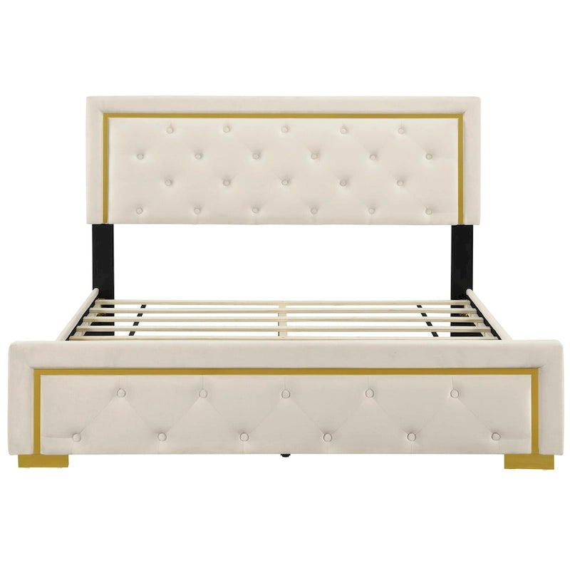 Lit plateforme rembourré Queen size
