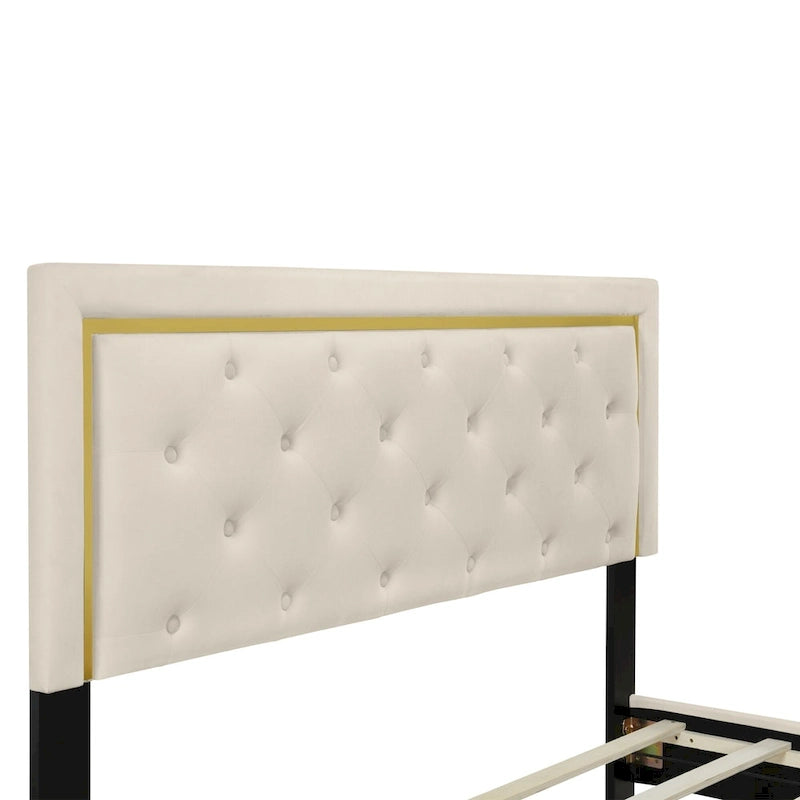 Lit plateforme rembourré Queen size