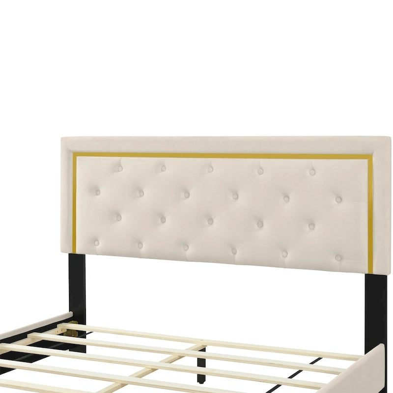 Lit plateforme rembourré Queen size