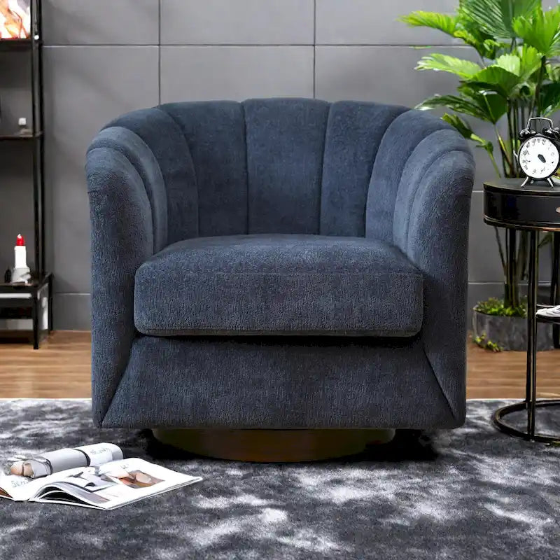 Fabric Swivel Chair with 360 Rotation,Wooden Base and 350lb Weight Capacity