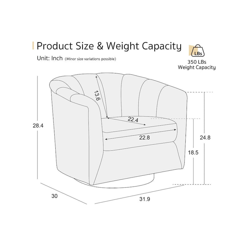 Fauteuil pivotant en tissu avec rotation à 360°