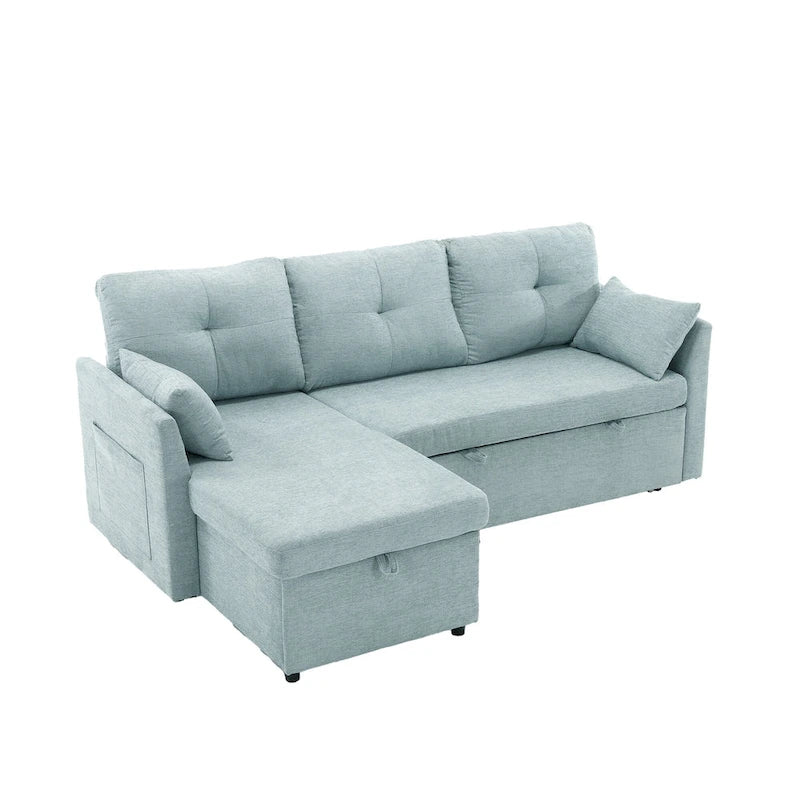 Green 81.1 L - Shaped 3 Seater Sectional Sofa with Reversible Chaise Lounge,Storage Seats,Durable Solid Wood Frame