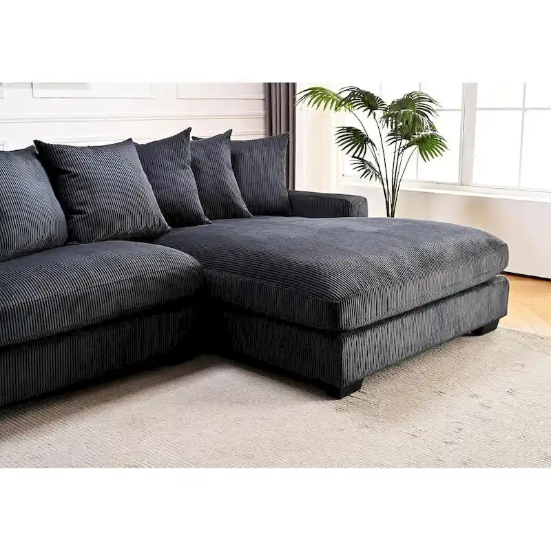 Canapé d'angle en velours côtelé