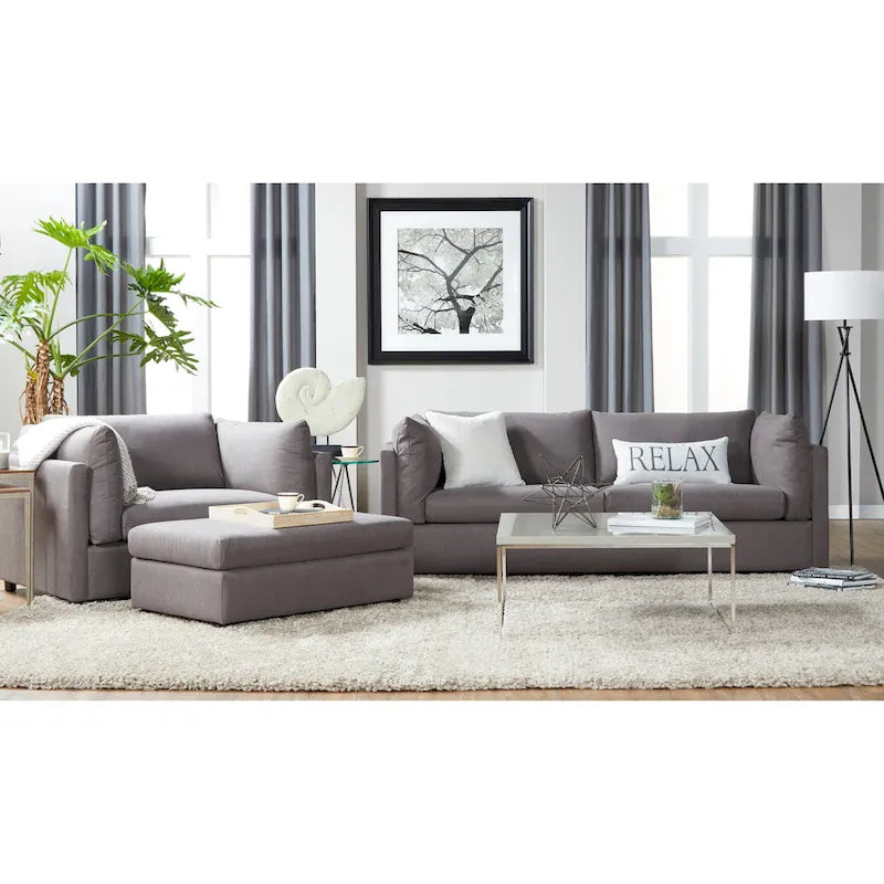 Furniture Pillow Back Fabric 3 - Piece Sofa and Cuddler Chair Set