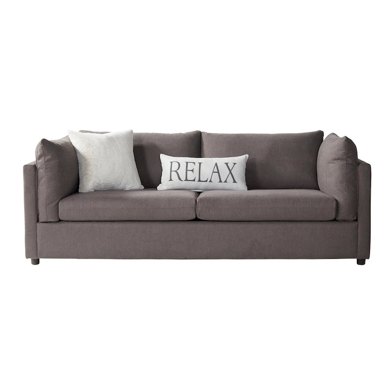 Ensemble canapé trois places et fauteuil en tissu avec coussins et dossiers