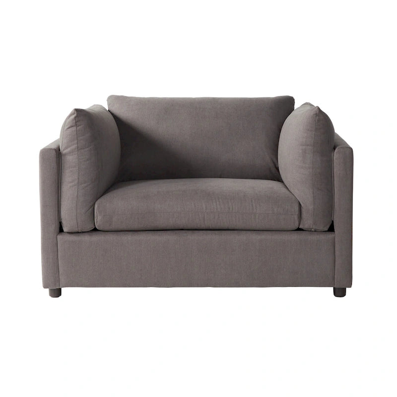 Ensemble canapé trois places et fauteuil en tissu avec coussins et dossiers