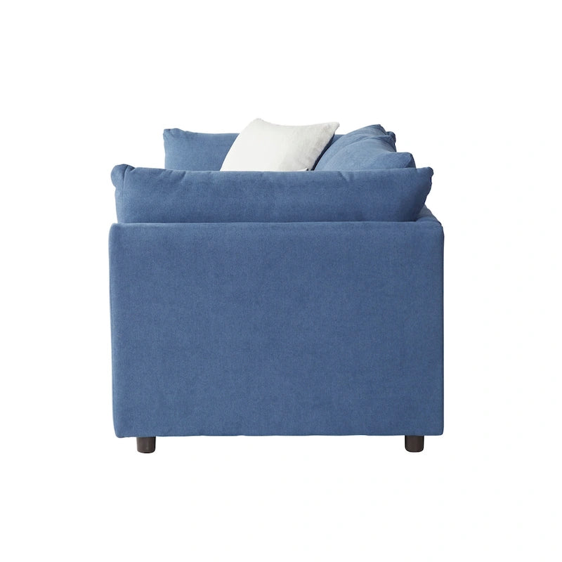 Ensemble canapé trois places et fauteuil en tissu avec coussins et dossiers