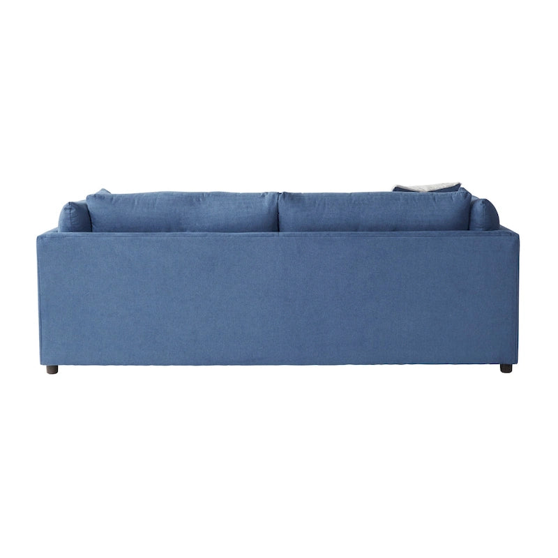Ensemble canapé trois places et fauteuil en tissu avec coussins et dossiers