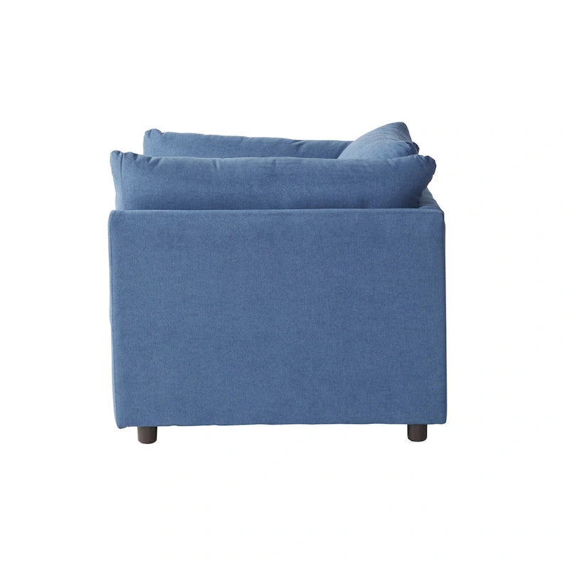 Ensemble canapé trois places et fauteuil en tissu avec coussins et dossiers