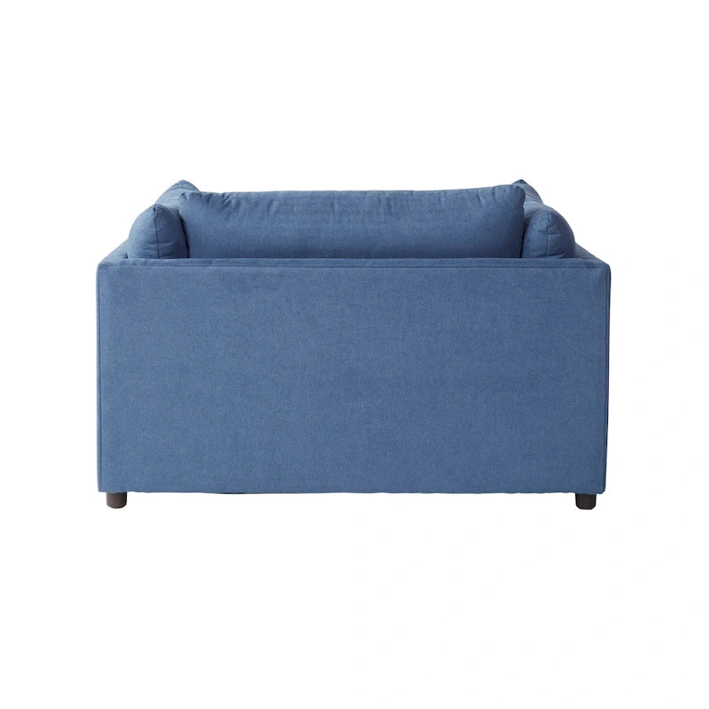 Ensemble canapé trois places et fauteuil en tissu avec coussins et dossiers