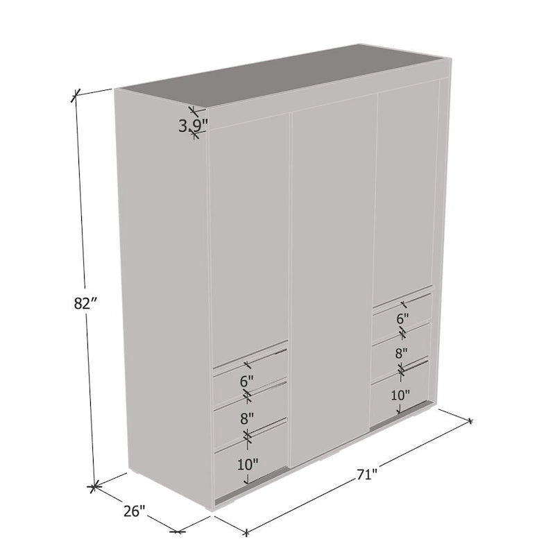 Armoire de style moderne à trois portes de 180 cm