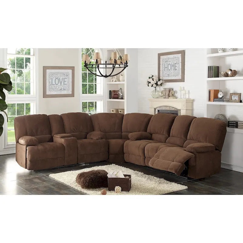 Canapé double inclinable avec console de rangement et porte-gobelets