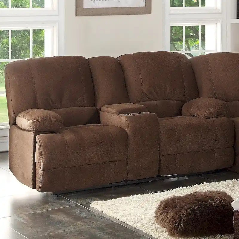 Canapé double inclinable avec console de rangement et porte-gobelets