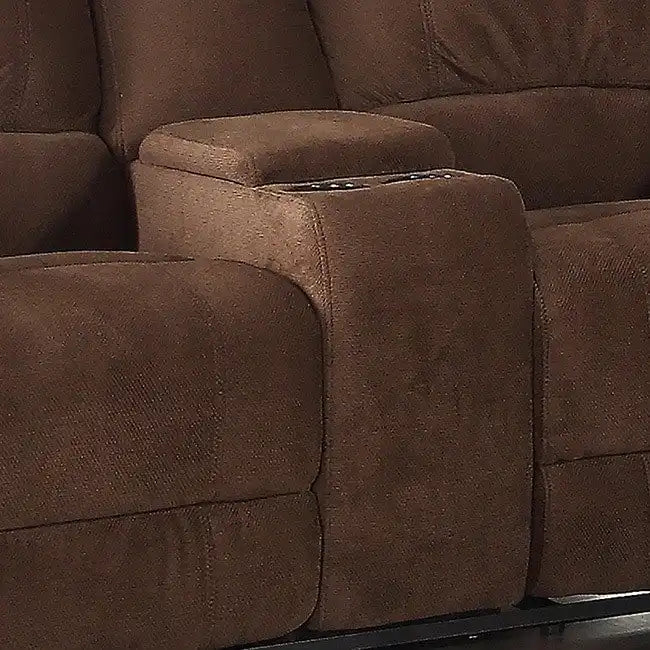Canapé double inclinable avec console de rangement et porte-gobelets