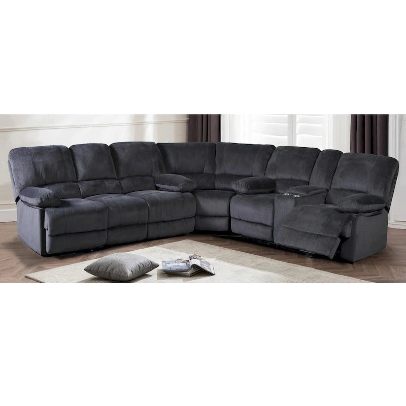 Canapé double inclinable avec console de rangement et porte-gobelets