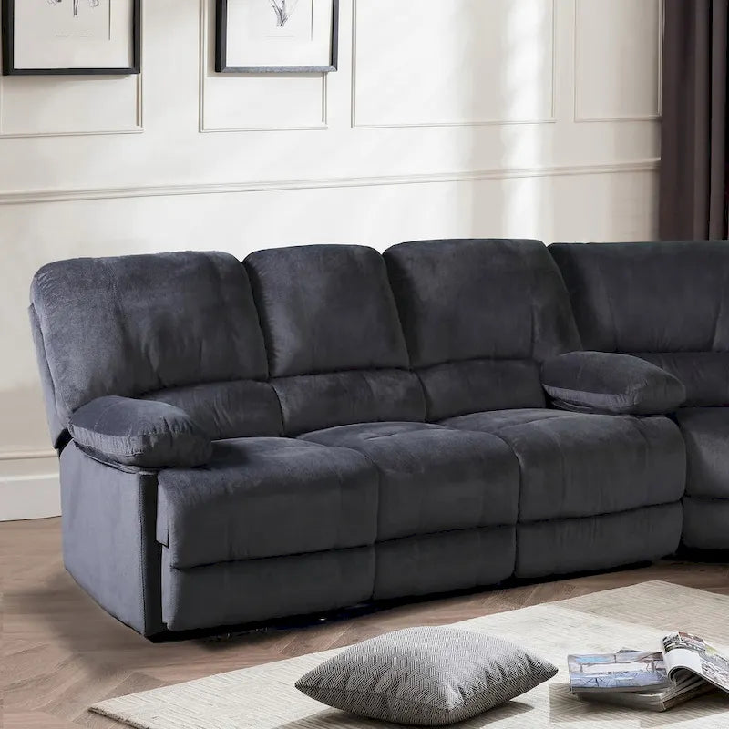 Canapé double inclinable avec console de rangement et porte-gobelets