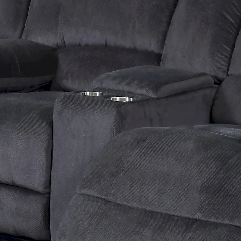 Canapé double inclinable avec console de rangement et porte-gobelets