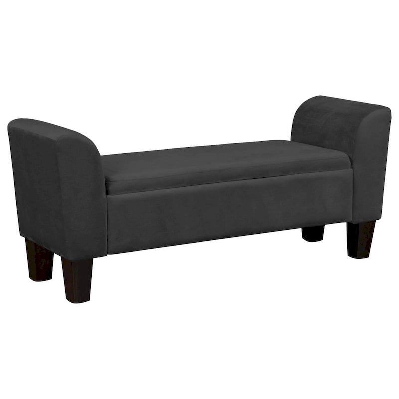 Banc de rangement décoré en velours noir