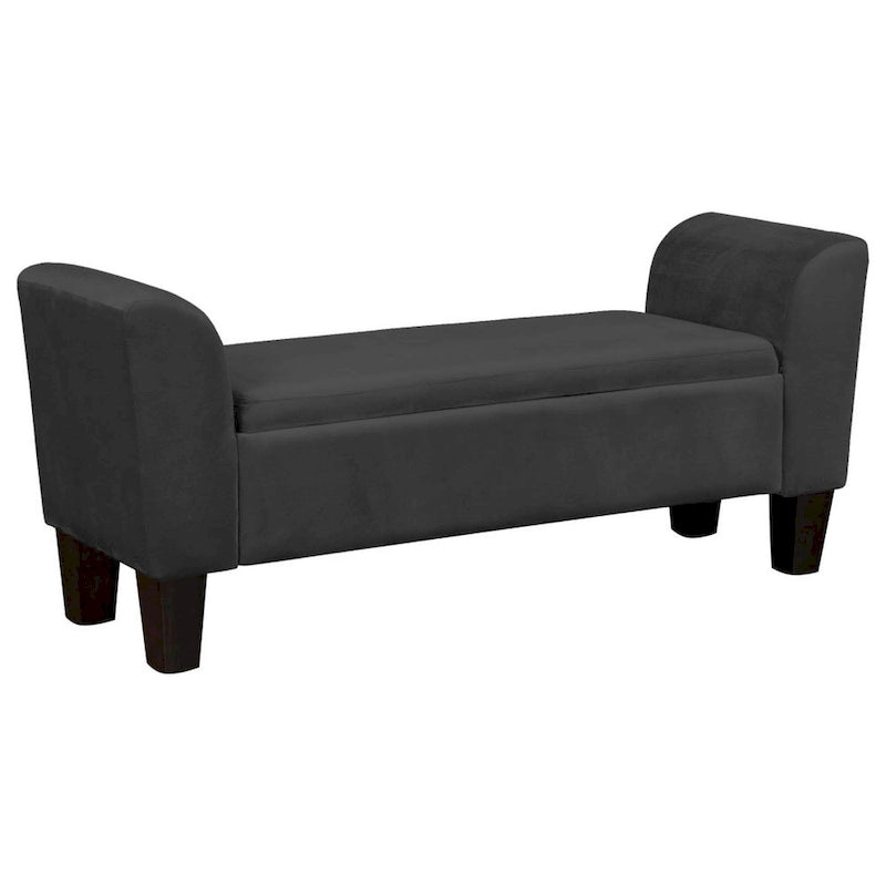55 Inch Accent Storage Bench with Performance Velvet Upholstery,Black