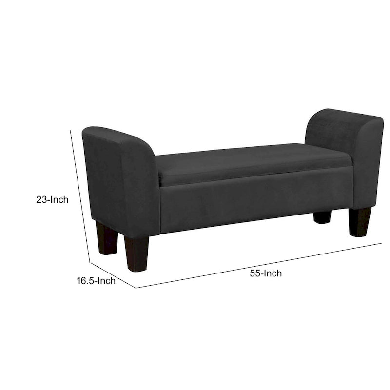 Banc de rangement décoré en velours noir