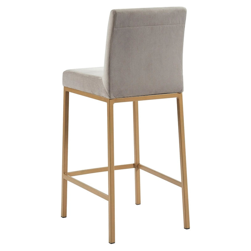 Tabourets de bar rembourrés gris et or de style moderne