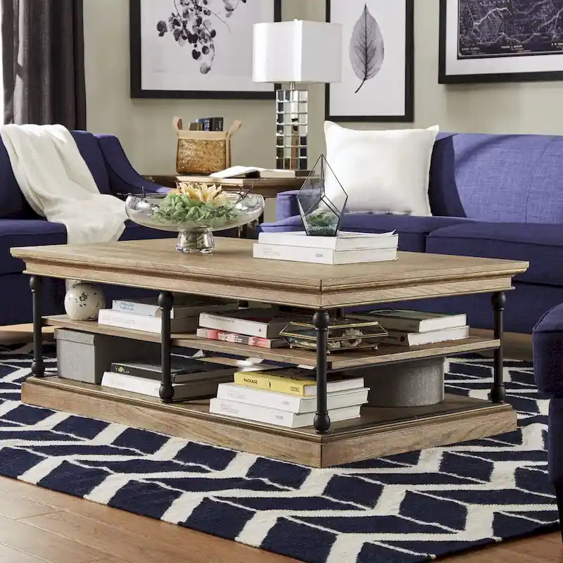 Table basse avec étagère de rangement