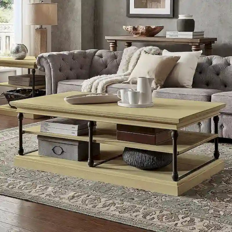 Table basse avec étagère de rangement