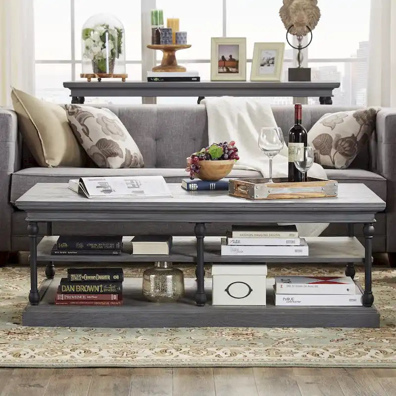 Table basse avec étagère de rangement