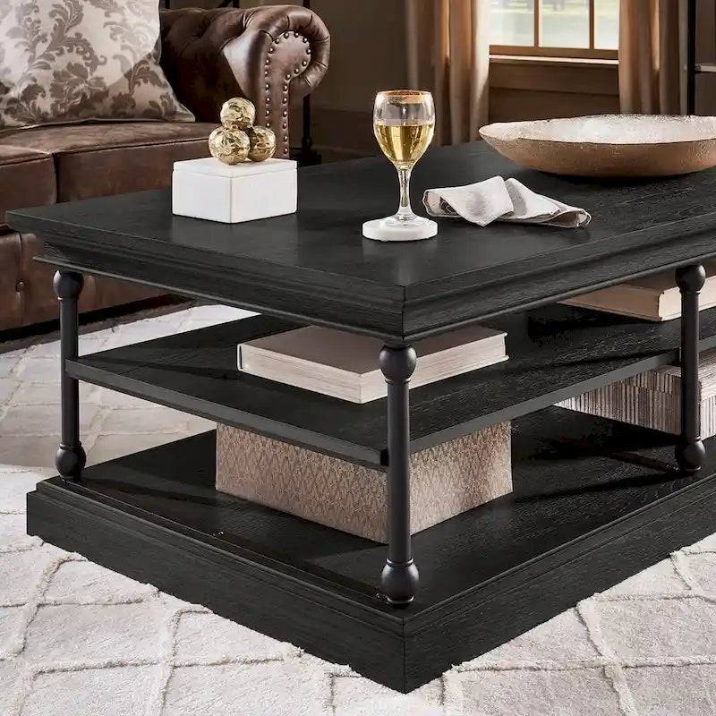 Table basse avec étagère de rangement