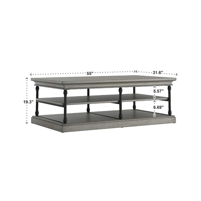 Table basse avec étagère de rangement