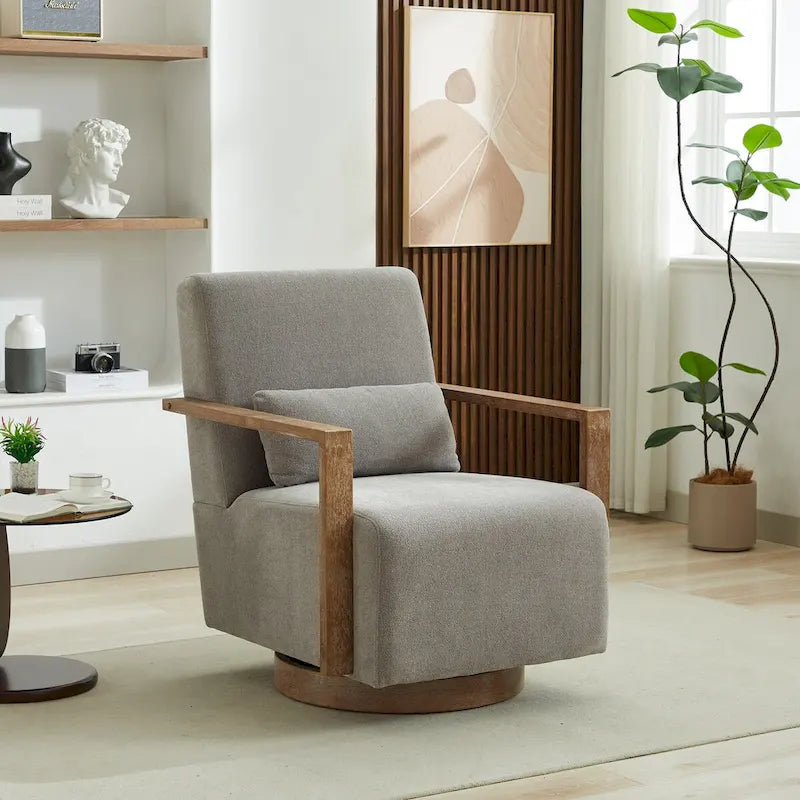 Fauteuil de salon pivotant moderne et rembourré