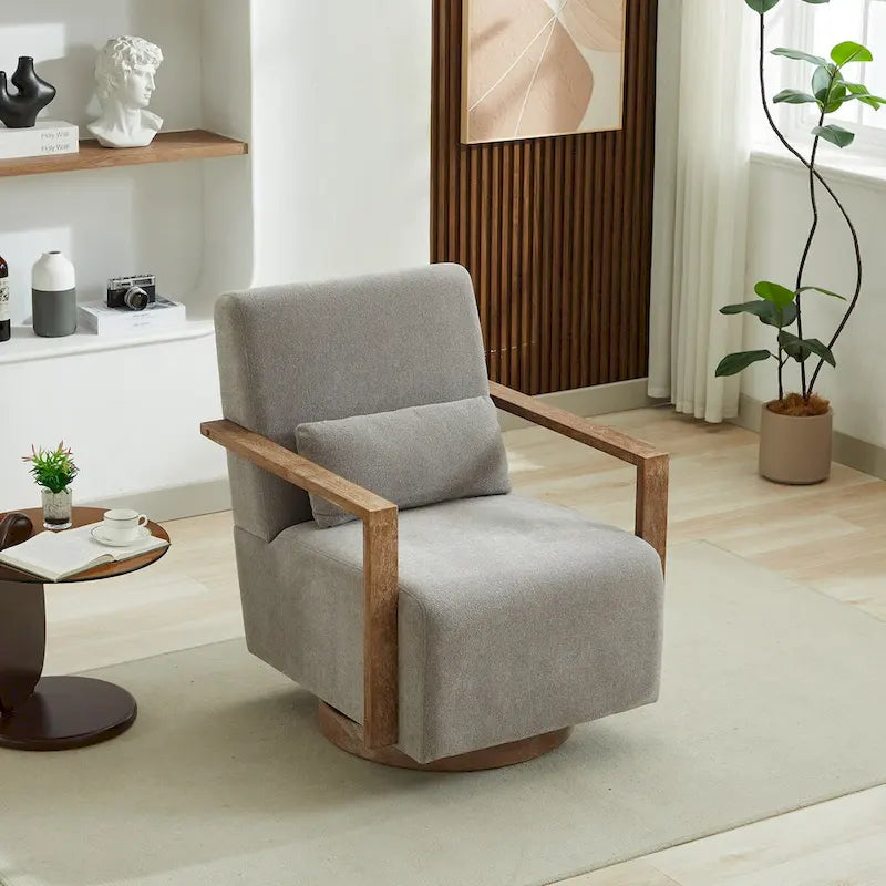 Fauteuil de salon pivotant moderne et rembourré