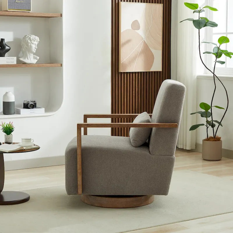 Fauteuil de salon pivotant moderne et rembourré