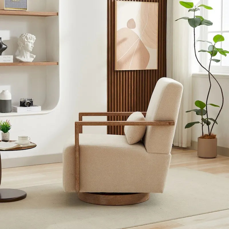 Fauteuil de salon pivotant moderne et rembourré